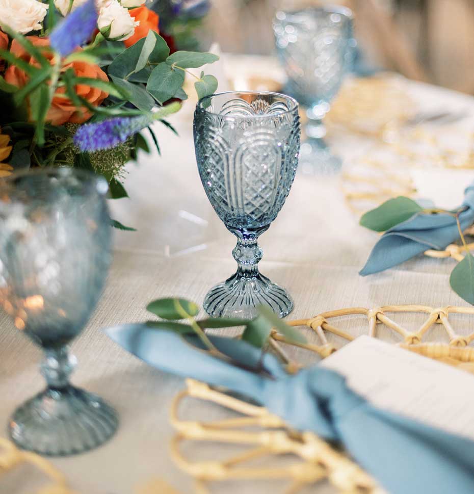 vasos y cristalería organizado por una Wedding Planner Cantabria